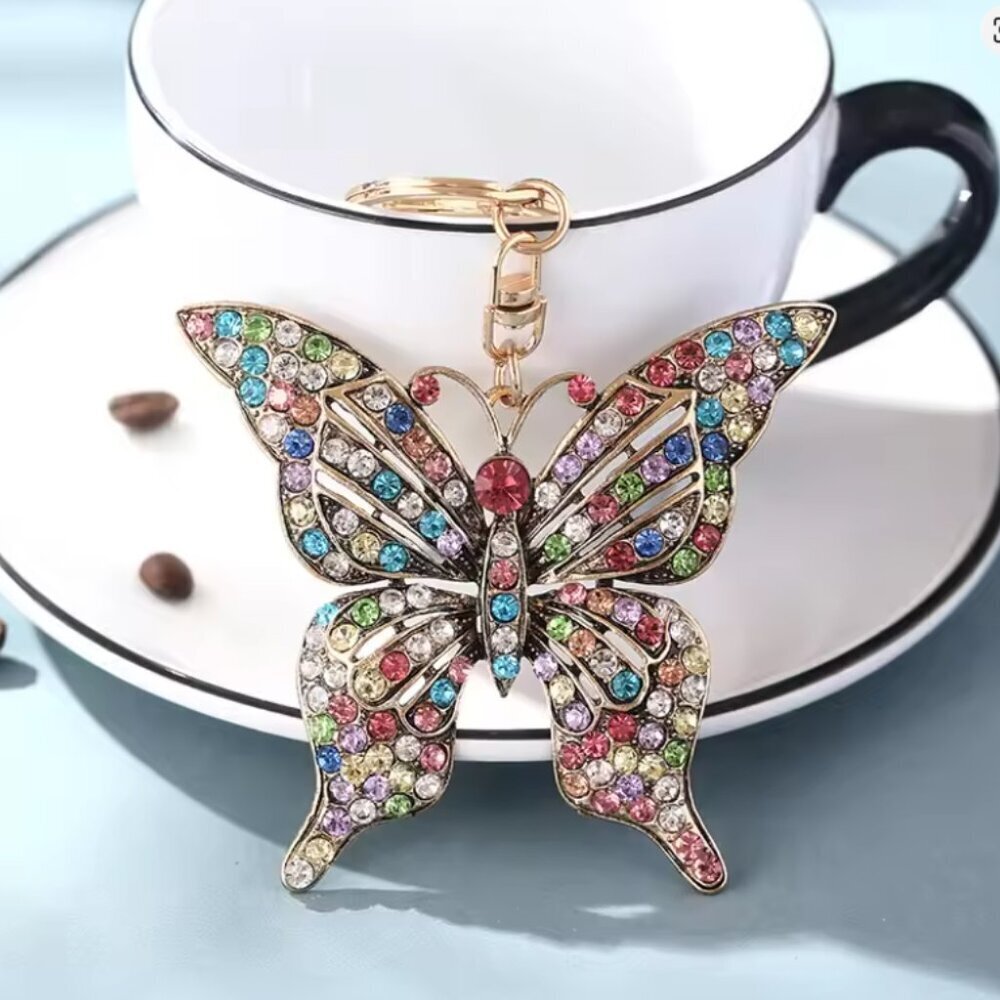 Crystal Hollow Butterfly Metal European And American Keychain Pendant Creative